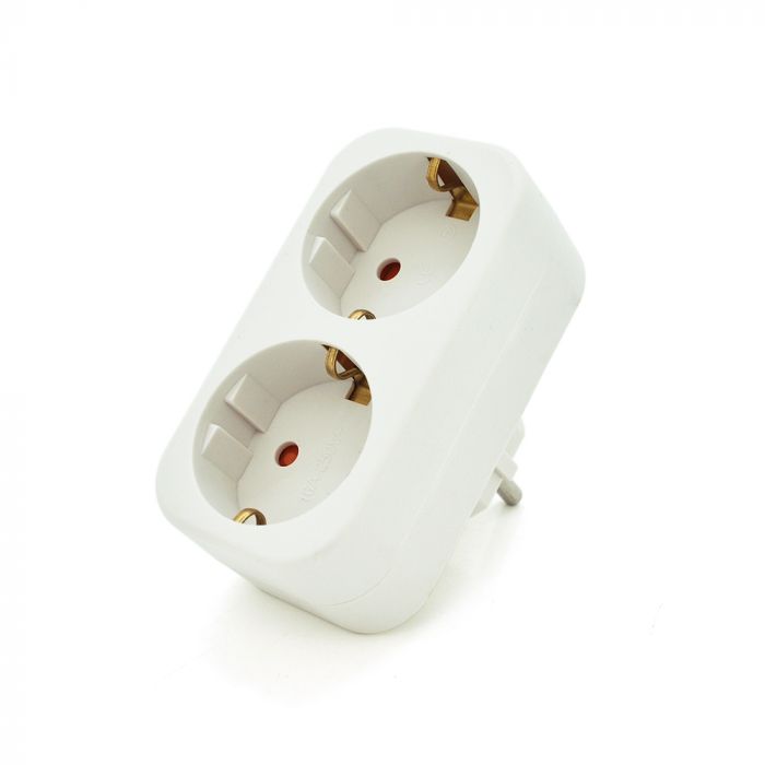 
					Розетка двійник із заземленням A202, White, 2Р+РЕ, 16А