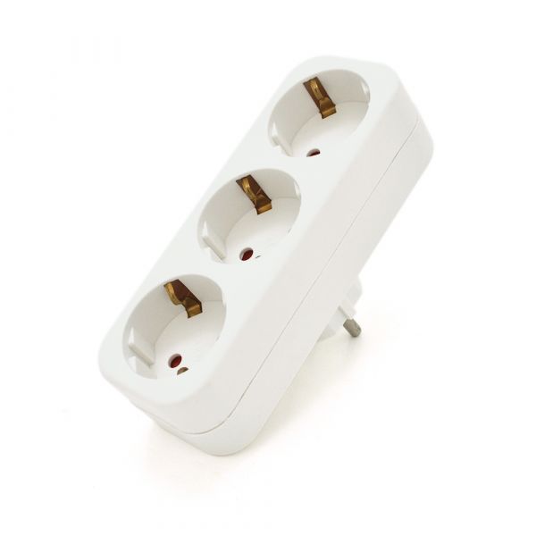 
					Розетка трійник із заземленням A303, White, 2Р+PE, 16А