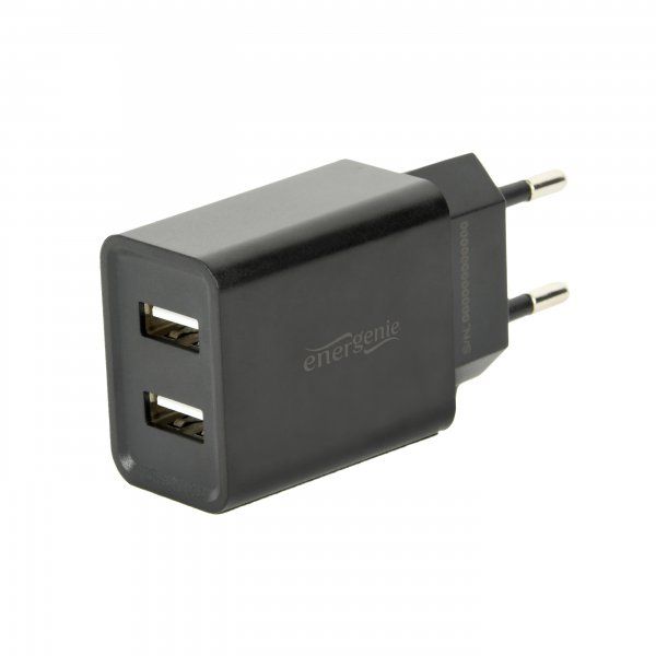 Зарядний пристрій EnerGenie EG-U2C2A-03-BK  (2 USB, 2.1A) чорний