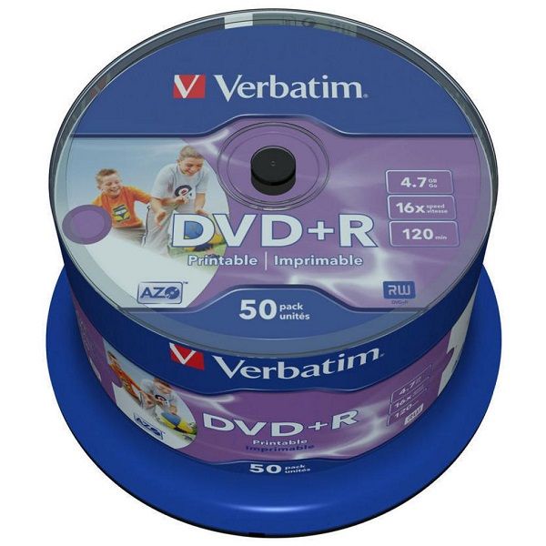 Диск DVD+R 4.7GB  16x   50pcs  Verbatim Wide Inkjet Printable No ID Brand Spindle