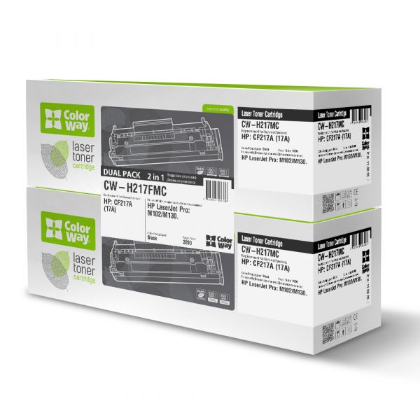 Картридж HP  17A (LJ Pro M102/M130) (аналог CF217A)  DUAL PACK  Black *ColorWay (CW-H217FMC)