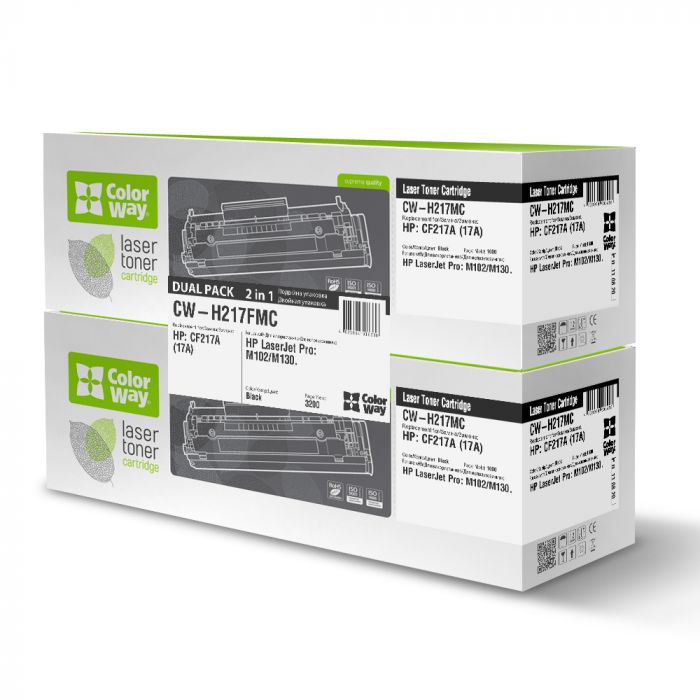 Картридж HP  17A (LJ Pro M102/M130) (аналог CF217A)  DUAL PACK  Black *ColorWay (CW-H217FMC)