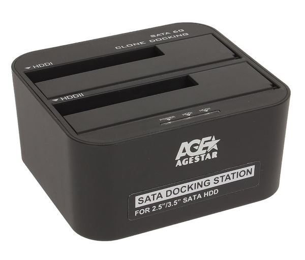 Док-станція  Agestar 3UBT6-6G (Black) USB3.0, 2 слота, чорна