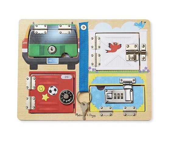 Розвиваюча іграшка Melissa & Doug Дерев'яна дошка з засувками і блокуванням (MD19540)