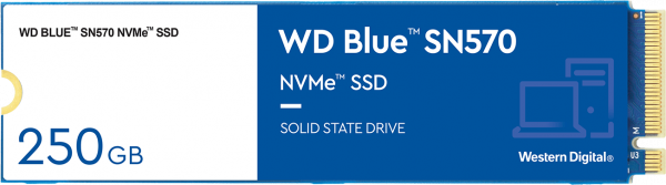 Твердотільний диск M.2   250GB  Western Digital WD Blue SN570   (PCIe 3.0 x4, NVMe 1.4, 3300MB/s / 1200MB/s) (WDS250G3B0C)
