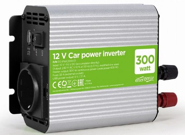 Автомобільний інвертор EnerGenie 300 W (EG-PWC300-01_) модифікована синусоїда