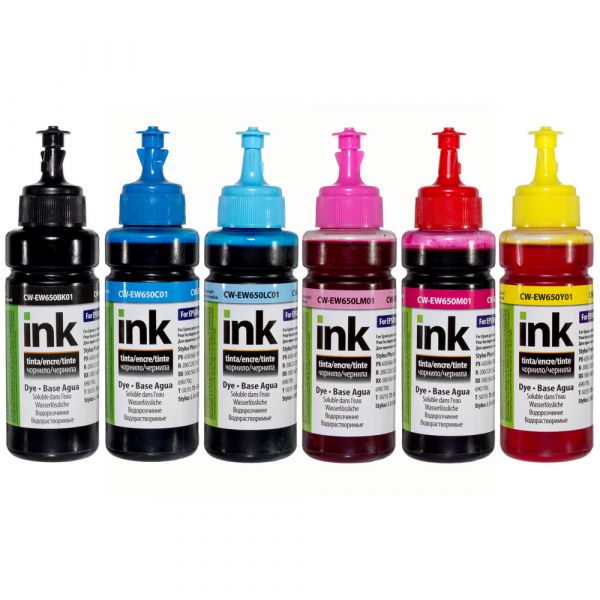 Чорнило Epson TX650 (6х100мл) BK/С/M/LС/LM/Y Комплект  (CW-EW650SET01)  *ColorWay