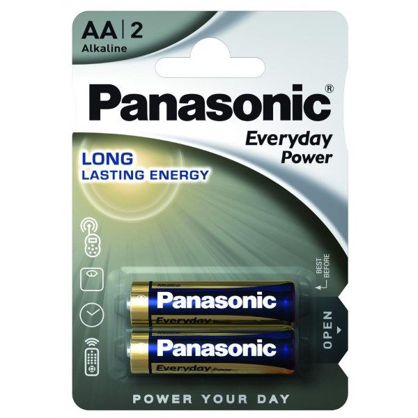 Батарейки AA  Panasonic ALKALINE EVERYDAY POWER (2шт/уп) (LR6REE/2BR)