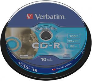 Диск CD-R 700MB  52x   10pcs  Verbatim Extra Protection  Cake  (43437)
