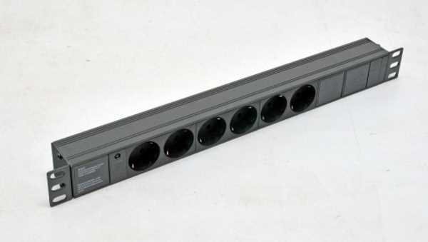 Блок 19" на 6 роз. нім. станд., 10А, з індикатором, чорний, 1U, без шнура, роз’єм С14, Kingda