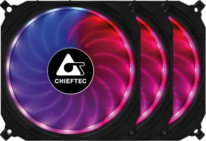 Вентилятори корпусні набір 3шт Chiftec TORNADO (CF-3012-RGB) 3x120mm, 1200rpm, 6pin, 16dBa+Fan HUB+Remote Control