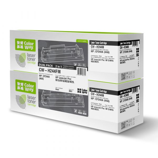 Картридж HP 44A (LaserJet Pro M28a, M28w, M15a, M15w) (аналог CF244A)  DUAL PACK  Black (CW-H244FM) *ColorWay