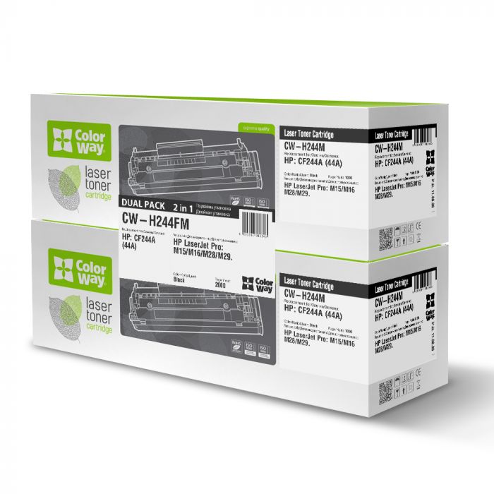 Картридж HP 44A (LaserJet Pro M28a, M28w, M15a, M15w) (аналог CF244A)  DUAL PACK  Black (CW-H244FM) *ColorWay