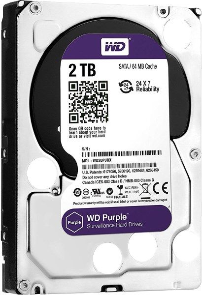 Жорсткий диск 3.5"  2TB Western Digital Purple Surveillance   SATA 3, 64MB, 5400RPM  (WD20PURZ)