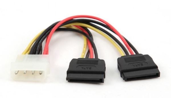 Шлейф живлення Cablexpert CC-SATA-PSY-0.3M  (Molex) M/F + 2 SATA кабель живлення , 0.30 м