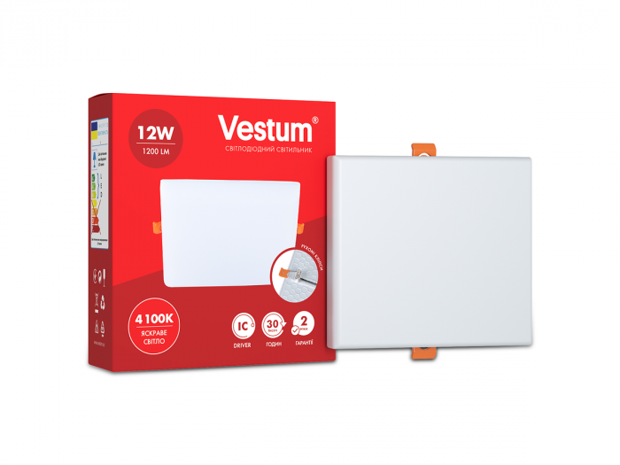 Светильник LED "без рамки" квадрат Vestum 12W 4100K