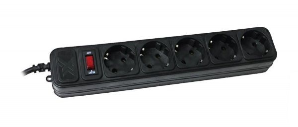 Мережевий фільтр 1.8м Maxxter SPM5-G-6B 5розеток, чорний