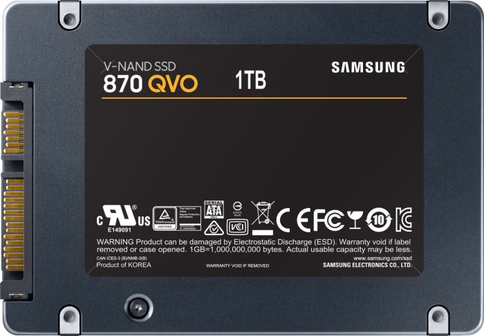 Твердотільний диск 2.5" 1TB  Samsung 870 QVO   Up to 560/530 MB/s  V-NAND 4bit MLC (QLC) SATA III (MZ-77Q1T0BW)