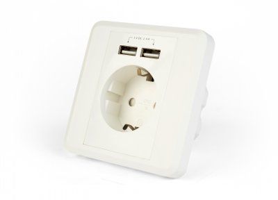 Розетка з зарядкою EnerGenie USB x2, 2.4A (EG-ACU2A2-01)