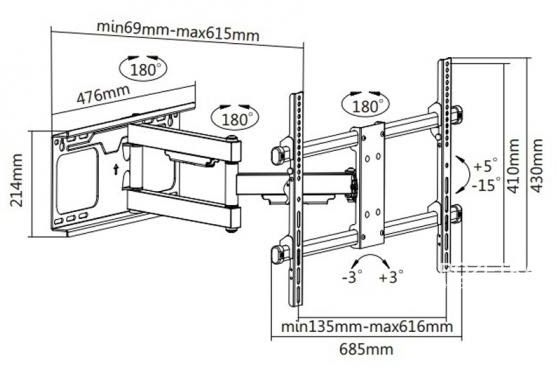 Кронштейн ITech Itech PTRB-77 37"-70" до 60кг