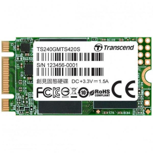 Твердотільний диск M.2  240GB  Transcend MTS420   SATA 3D TLC NAND  (TS240GMTS420S)