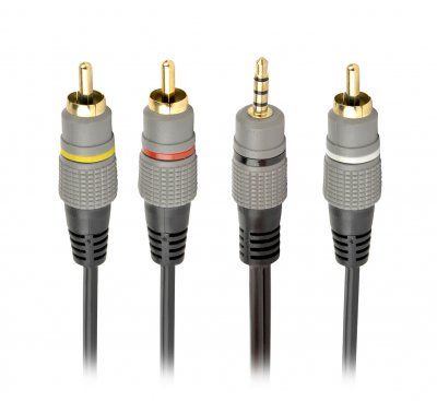 Кабель audio Cablexpert CCAP-4P3R-1.5M Аудіо-відео 3.5 Jack (4pin)-3RCA, 1.5 м