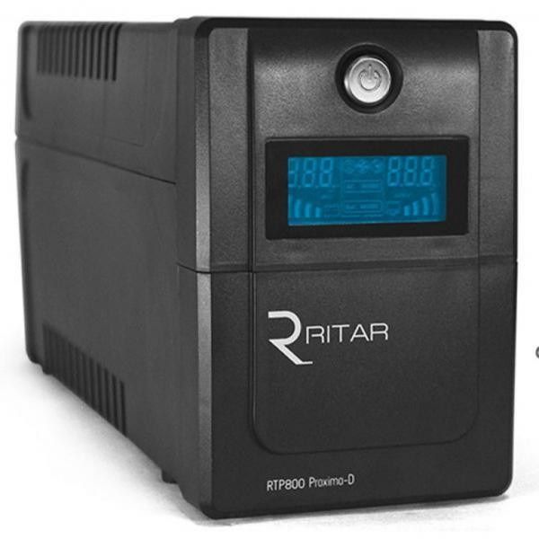 Блок безперебійного живлення Ritar  RTP800 (480W) Proxima-D, LCD, AVR, 3st, 2xSCHUKO socket, 1x12V9Ah