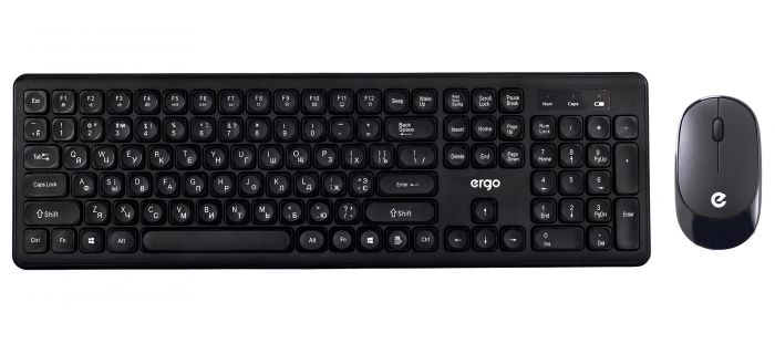 Набір бездротовий клавіатура+миша ERGO KM-250WL ENG/RUS/UKR чорна