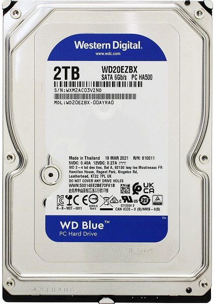 Жорсткий диск 3.5"   2TB Western Digital WD Blue  (SATA 3, 256MB, 7200rpm)  (WD20EZBX)