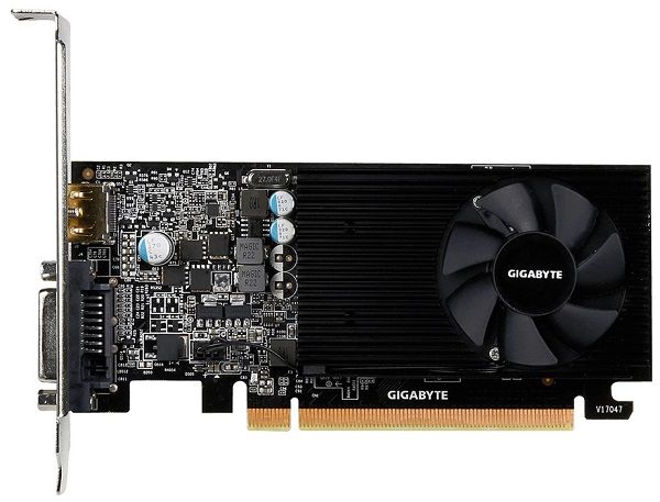 Відеокарта GeForce GT 1030  2GB GDDR5   GigaByte (1252-1506MHz/6008MHz, 64Bit, PCI-Ex 16 v3.0, Low Profile, DVI, HDMI)