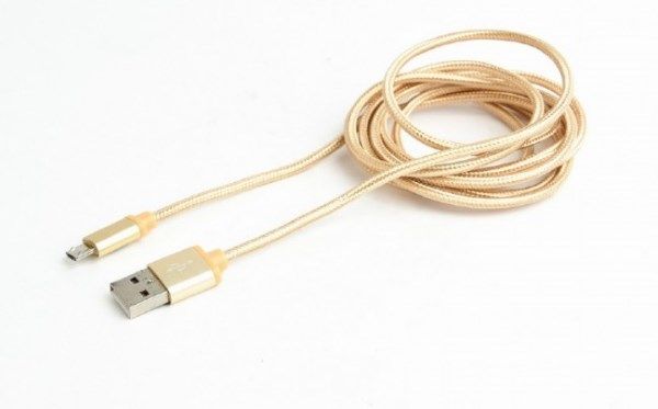 Кабель Cablexpert USB 2.0 - MicroUSB 5pin (CCB-mUSB2B-AMBM-6-G) A-папа/micro B-папа, 1.8 м, з опліткою і металевими роз'ємами Gold