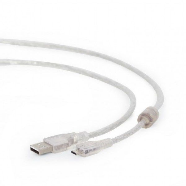 Кабель Cablexpert USB 2.0 - MicroUSB 5pin (CCP-mUSB2-AMBM-6-TR) A-папа/micro B-папа, 1.8 м, преміум Transparent