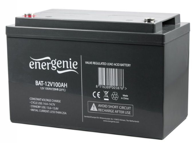 Акумуляторна батарея EnerGenie 12В  100Aг  (BAT-12V100AH) вага  29.4 кг.