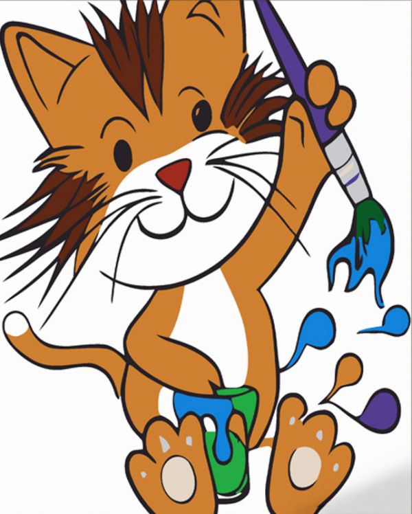 Картина за номерами Strateg ПРЕМІУМ Котик-художник розміром 30х30 см (ES111)