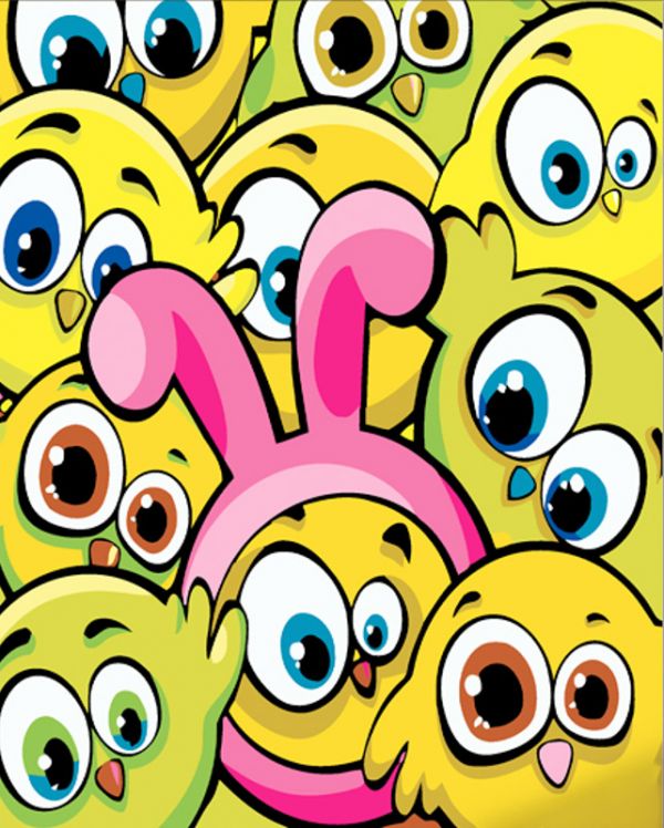 Картина за номерами Strateg ПРЕМІУМ Жовті малюки розміром 30х30 см (ES114)