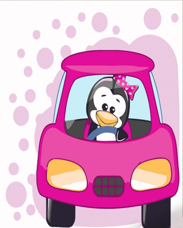 Картина за номерами Strateg ПРЕМІУМ Пінгвеня в машинці розміром 30х30 см (ES123)