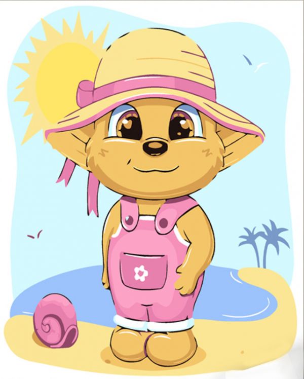 Картина за номерами Strateg ПРЕМІУМ Ведмедик на пляжі розміром 30х30 см (ES146)