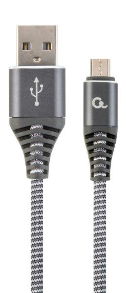 Кабель Cablexpert CC-USB2B-AMmBM-2M-WB2 A-папа/Micro B-папа, преміум, 2.1А сірий