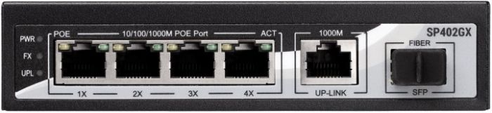 Комутатор 2E PowerLink SP402GX (5xGE, 1xSFP 4xGE PoE, 1xGE, 1xSFP Uplink, 65W)