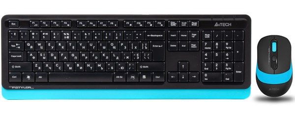 Клавіатура+миша безпровідні A4Tech FG1010 (Blue) Fstyler Black+ Blue, USB (4711421943444)