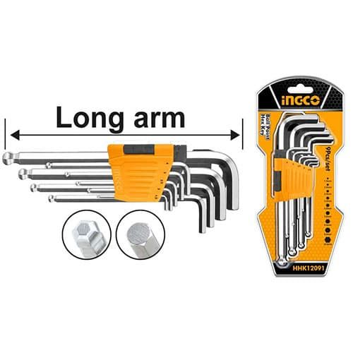 Набір шестигранних ключів із кулею 9 шт. 1,5–10 мм INGCO