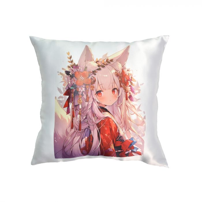 Подушка  "Кіцуне" розмір 35*35 см (чорна) з нанесенням сублімації (60647)