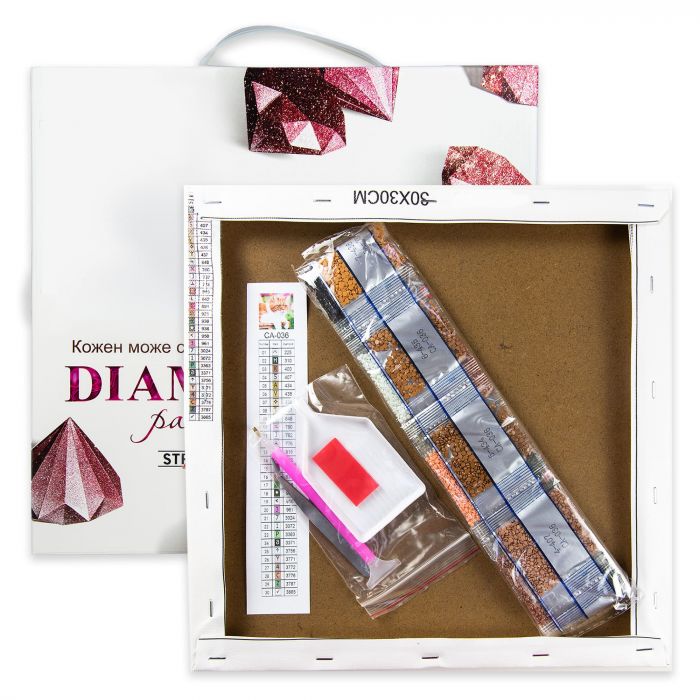 Алмазна мозаїка Strateg ПРЕМІУМ Вино у келихах розміром 30х40 см HX446