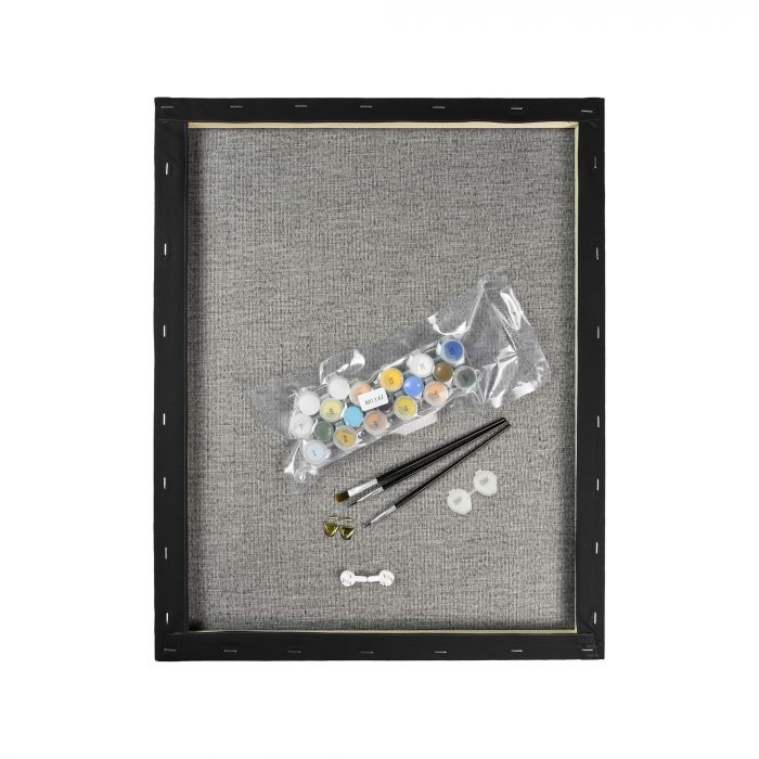 Картина за номерами Strateg ПРЕМІУМ Пригорнута на чорному фоні з лаком розміром 40х50 см (AH1147)