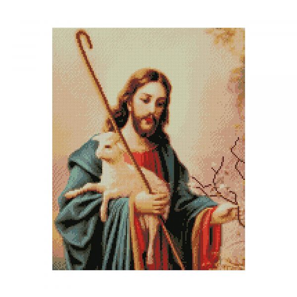 Алмазна мозаїка Strateg ПРЕМІУМ Добрий пастор 40х50 см FA10306