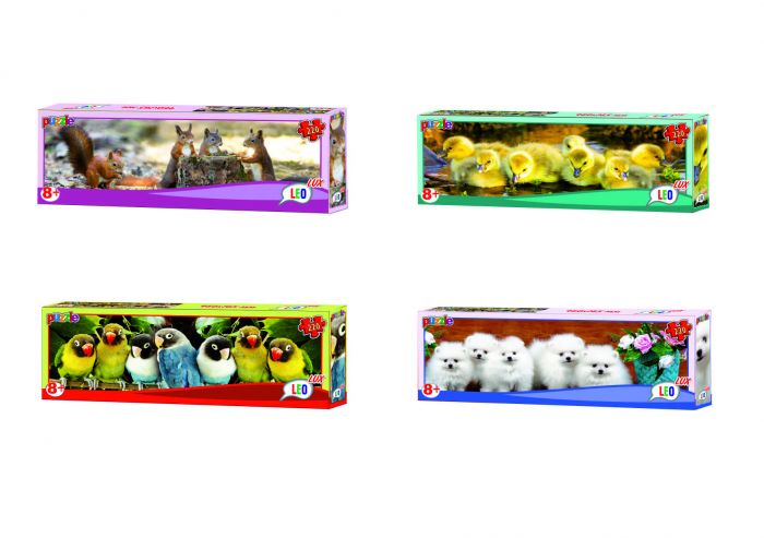Пазли Strateg Тварини 220 елементів LEO LUX  8 шт у блоці (22403)