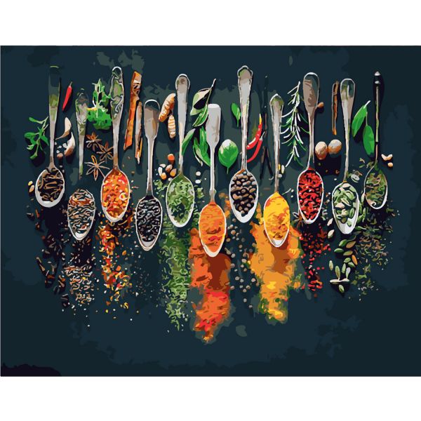 Картина за номерами Strateg ПРЕМІУМ Смак спецій з лаком розміром 40х50 см SY6205