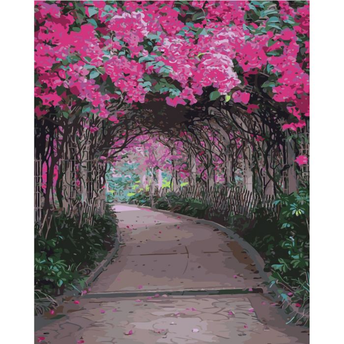 Картина за номерами Strateg ПРЕМІУМ Квітковий тунель з лаком розміром 40х50 см SY6480