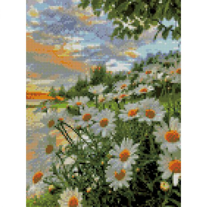 Алмазна мозаїка Strateg ПРЕМІУМ Чудові ромашки 30х40 см HX116