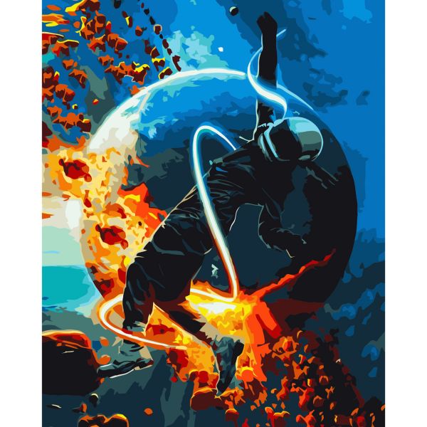 Картина за номерами Strateg ПРЕМІУМ Космічна невагомість 2 з лаком розміром 40х50 см VA-3683